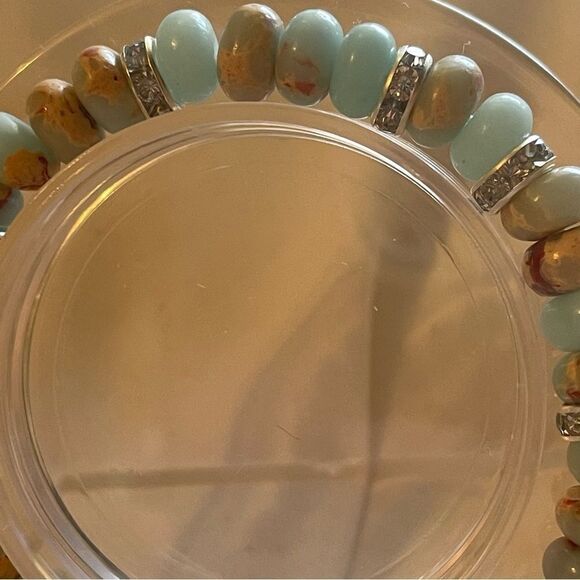 Protection crystal beads beaded bracelet stretch snakeskin sea sediment Jasper - Picture 2 of 9